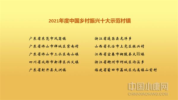 “2021年度中国乡村振兴十大示范村镇”